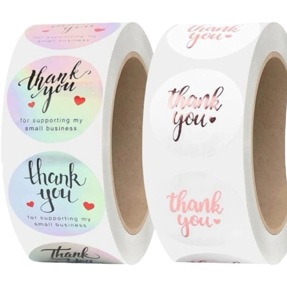 Thank You Stickers 1” Roll of 500 Stickers - Your Choice of 4 Designs - Picture 3 of 5